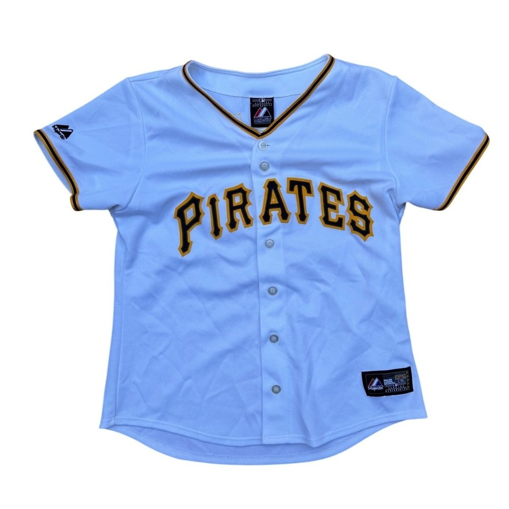 Majestic Pittsburgh Pirates Garrett Jones 46 Stitched Jersey White Womens M